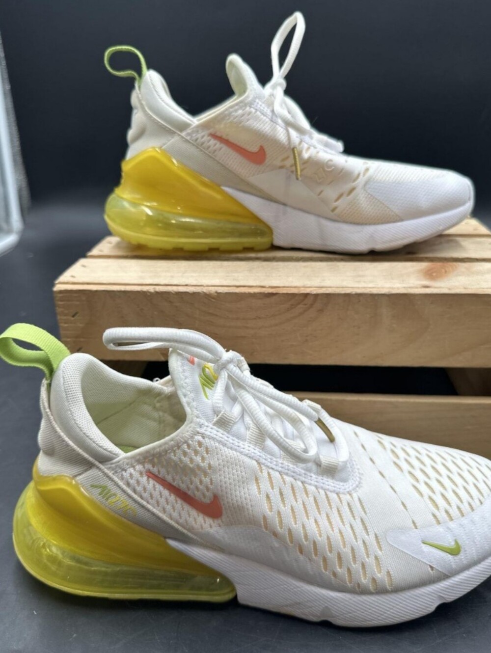 Nike Wmns Air Max 270 'White Yellow Strike' Sneakers Size 6.5 Used Exc - Picture 3 of 8